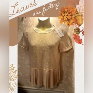 NWOT Beautiful Peplum Cream Top